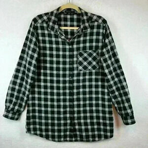 Sanctuary Button-down Shirt Women’s Large Black and White Plaid Cotton Flannel
